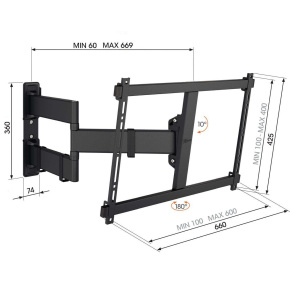 Vogel's TVM 3843 TV rameno 3 klouby XL