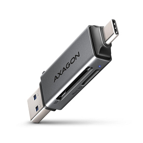 BAZAR - AXAGON CRE-DAC, USB-C + USB-A, 5 Gbps - MINI čtečka karet, 2-slot & lun SD/microSD, - Po opravě (Komplet) BAZAR - AXAGON CRE-DAC, USB-C + USB-A, 5 Gbps - MINI čtečka karet, 2-slot & lun SD/microSD, - Po opravě (Komplet)