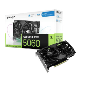 PNY VGA NVIDIA GeForce RTX 5060 Dual Fan 8GB OC, RTX 5060 OC, 8GB GDDR7, 3xDP, 1xHDMI PNY VGA NVIDIA GeForce RTX 5060 Dual Fan 8GB OC, RTX 5060 OC, 8GB GDDR7, 3xDP, 1xHDMI
