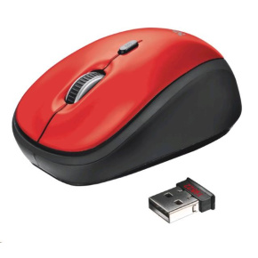 TRUST Yvi Wireless Mouse - červená, červená, USB, bezdrôtová
