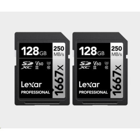 Lexar SDXC Pro 1667X UHS-II U3 R250/W120 (V60) 128G - 2pack Lexar SDXC Pro 1667X UHS-II U3 R250/W120 (V60) 128G - 2pack