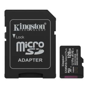 Kingston MicroSDXC karta 128GB Canvas Select Plus, U1, V10, A1, SD Adaptér