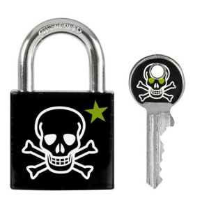 Master Lock Visací zámek  z pevného hliníku 3430EURDSKULL - 30mm