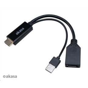 AKASA redukcia z HDMI na DisplayPort, s napájacím káblom USB 4K@60Hz, 25 cm