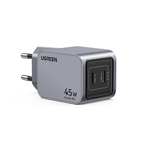UGREEN síťová rychlonabíječka Nexode Pro 45W 2-Port USB-C, GaN, stříbrná