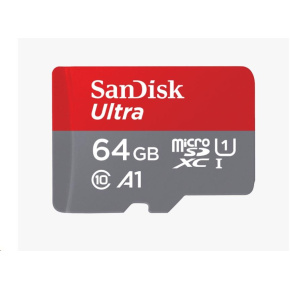 SanDisk MicroSDXC karta 64GB Ultra (140 MB/s, A1 Class 10 UHS-I) + adaptér