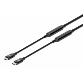MANHATTAN Kabel USB-C Male to Male, USB 3.2 Gen 2 Type-C Active Device Cable, 5m, pozlacené koncovky, černá