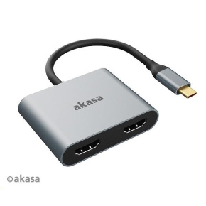Adaptér AKASA USB-C na HDMI MST (výstup na jeden alebo dva displeje, HDMI), 4K@30Hz dual, 4K@60Hz sigle