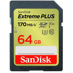 Karta SanDisk SDXC 64 GB Extreme PLUS (200 MB/s triedy 10, UHS-I U3 V30)