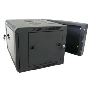 XtendLan 19" dvoudílný nástěnný rozvaděč 6U, šířka 600mm, hloubka 550mm, nosnost 60 kg, skleněné dveře, svařovaný,černý
