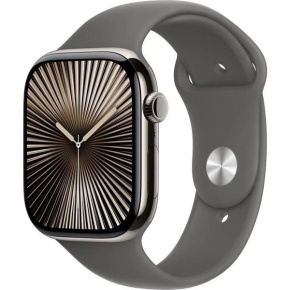 Apple Watch Series 10 GPS + Cellular 46mm Natural Titanium Case with Stone Grey Sport Band - M/L