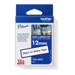 BROTHER TZEN231 - 12 mm široká kazeta TZ, nelaminovaná TZE-N231, biele/čierne písmo