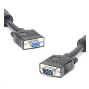 Predlžovací kábel PREMIUMCORD VGA 3 m (HD15M/F, dvojité tienenie, feritové jadrá), čierny