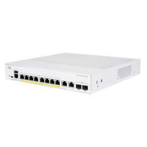 Prepínač Cisco CBS350-8P-2G, 8xGbE RJ45, 2xGbE RJ45/SFP, bez ventilátora, PoE+, 67W - REFRESH