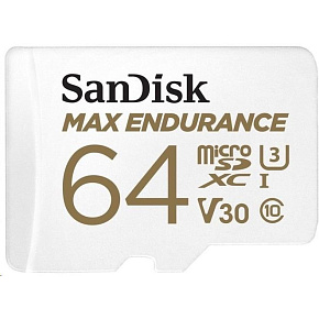 SanDisk MicroSDHC karta 64GB MAX Endurance + adaptér, 30,000 hodin