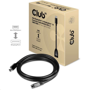 Club3D Mini DisplayPort kábel 1.4 na DisplayPort 8K 60Hz DSC 1.2 HBR3 HDR obojsmerný (M/F), 1m