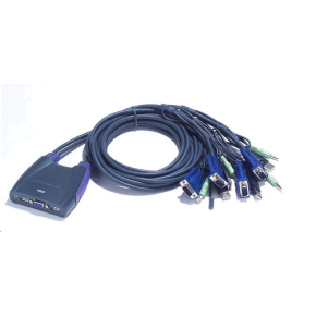 ATEN KVM prepínač 4-portový VGA KVMP USB2.0, mini, audio, 0,9 m káble