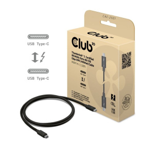 Club3D Kabel Thunderbolt 5, 80/120Gbps, Certifikovaný kabel, 1x 4K540Hz, 2x8K240Hz, PD 240W, 1m