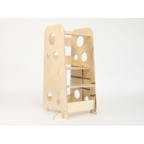 Rostoucí učící věž 3v1 Bublina Max 90 cm se stabilizačními prvky, přírodní (natur)