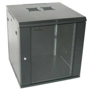 XtendLan 19" nástěnný rozvaděč 15U, šířka 600mm, hloubka 600mm, nosnost 60 kg, skleněné kouřové dveře, rozložený, černý