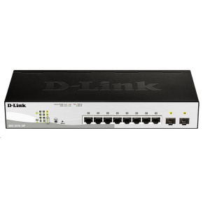 D-Link DGS-1210-10P 10-portový gigabitový Smart+ PoE switch, 8x GbE PoE+, 2x SFP, PoE 65W, bez ventilátora