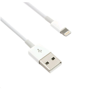 Kábel C-TECH USB 2.0 Nabíjací a synchronizačný kábel Lightning (IP5 a vyšší), 2 m, biely