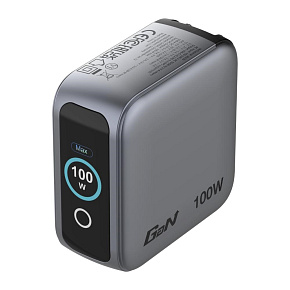 VERBATIM Mini GaN Nabíječka s displejem 100W, 2xUSB-C, 1xUSB-A, šedá