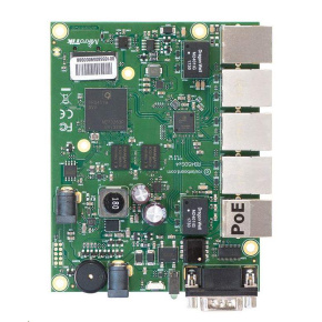 MikroTik RouterBOARD RB450Gx4, štvorjadrový procesor ARM 716MHz, 1GB RAM, 5x LAN, vrátane. Licencia L5