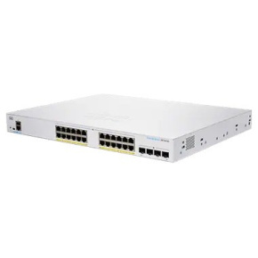 Prepínač Cisco CBS350-24FP-4G-UK, 24xGbE RJ45, 4xSFP, bez ventilátora, PoE+, 370W - REFRESH