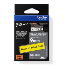 BROTHER TZES621 - kazeta TZ so šírkou 9 mm, extrémne priľnavý laminát TZE-S621, žlté/čierne písmo