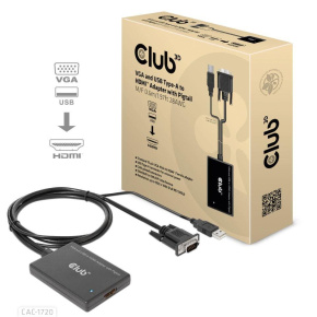 Club3D kábel VGA a USB-A na HDMI, M/F, 0.6m