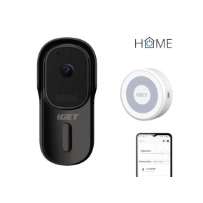 iGET HOME Doorbell DS1 Black + Chime CHS1 White