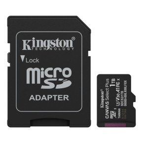 Kingston MicroSDXC karta 1TB Canvas Select Plus, U3, V30, A1, SD Adaptér