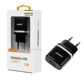 Sieťová nabíjačka Aligator Turbo charge, výstup USB 1A, čierna