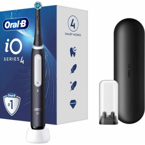 Oral-B iO Series 4 Matt Black elektrický zubní kartáček, magnetický, časovač, tlakový senzor, mobilní aplikace, černý