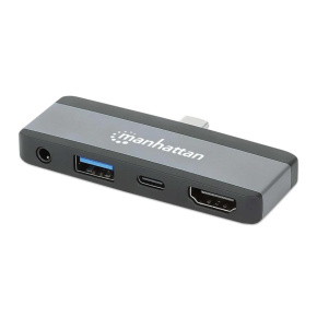 MANHATTAN Dokovací stanice USB-C 4v1, 1xHDMI, 1xUSB-C, 1xUSB, 1x3.5mm, šedá MANHATTAN Dokovací stanice USB-C 4v1, 1xHDMI, 1xUSB-C, 1xUSB, 1x3.5mm, šedá