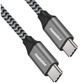 PREMIUMCORD Kábel USB-C M/M, 100W 20V/5A 480Mbps bavlnené opletenie, 1m