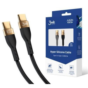 3mk datový kabel - Hyper Silicone Cable C to C 2m 100W, černá 3mk datový kabel - Hyper Silicone Cable C to C 2m 100W, černá