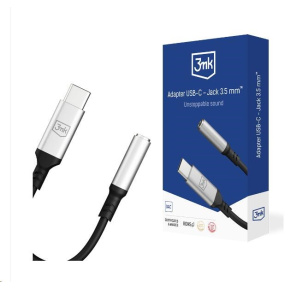3mk adaptér USB-C/Jack 3,5mm (samice) 0,15m, černo-stříbrná 3mk adaptér USB-C/Jack 3,5mm (samice) 0,15m, černo-stříbrná
