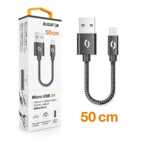ALIGATOR datový kabel PREMIUM 2A, micro USB, délka 50 cm, černá