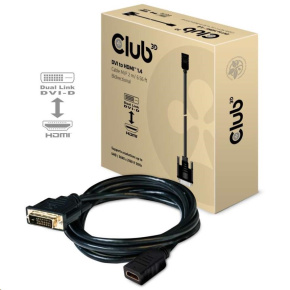 Kábel Club3D DVI-D na HDMI 1.4 obojsmerné, (M/F), 2m