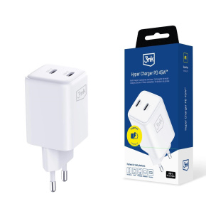 3mk síťová nabíječka - Hyper Charger PD 45W, bílá 3mk síťová nabíječka - Hyper Charger PD 45W, bílá