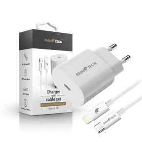 RhinoTech 25W PD nabíjecí adaptér s kabelem USB-C na Lightning 27W 1M bílá RhinoTech 25W PD nabíjecí adaptér s kabelem USB-C na Lightning 27W 1M bílá