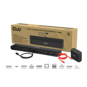 Club3D Dokovací stanice USB-C 12v1, 2xHDMI, 1xDP, 2xUSB-C, 3xUSB, 1xRJ45, 1x3.5mm, černá